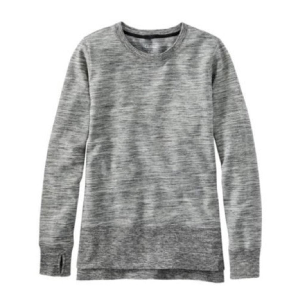 LLBean Womens Bean Split Hem Sweatshirt, Light Grey Marled, Small
